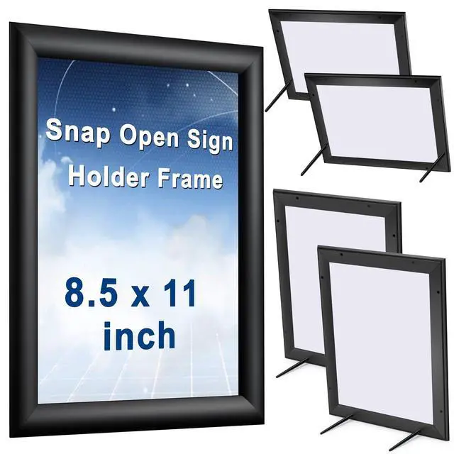 Alt view image 7 of 12 - 4 Pcs 8.5 x 11 Inch Front Load Easy Open Snap Frame Metal Poster/picture Snap Open Sign Holder Frame, Wall Mount or Tabletop