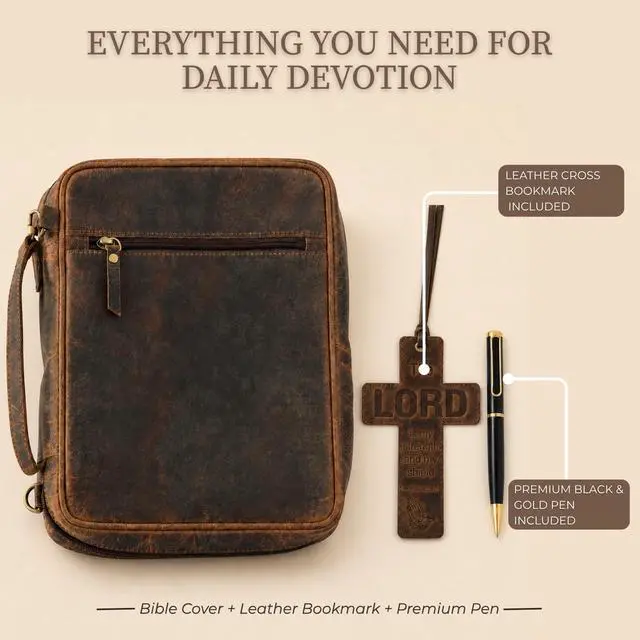 Alt view image 12 of 14 - Large Bible Cover Case for Women & Men, Protective Book Cover, Carrying Bag for Church and Travel
