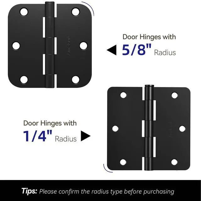 Alt view image 13 of 14 - Door Hinges Matte Black - 30 Pack Black Door Hinges 3.5 Inch Rounded Interior Door Hinge with 1/4" Radius Corners - Black Hinges for Doors 3 1/2 Inches Flat Iron Residential Door Hardware