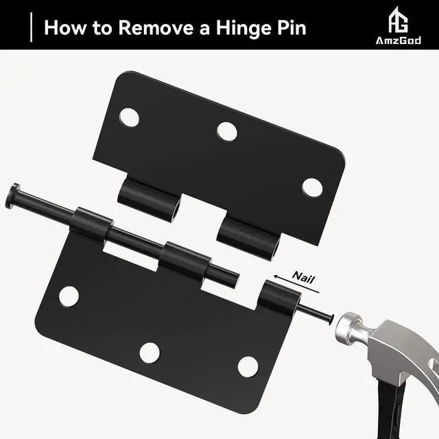 Alt view image 14 of 14 - Door Hinges Matte Black - 30 Pack Black Door Hinges 3.5 Inch Rounded Interior Door Hinge with 1/4" Radius Corners - Black Hinges for Doors 3 1/2 Inches Flat Iron Residential Door Hardware