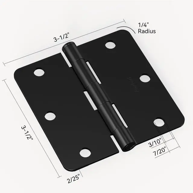 Alt view image 11 of 14 - Door Hinges Matte Black - 30 Pack Black Door Hinges 3.5 Inch Rounded Interior Door Hinge with 1/4" Radius Corners - Black Hinges for Doors 3 1/2 Inches Flat Iron Residential Door Hardware