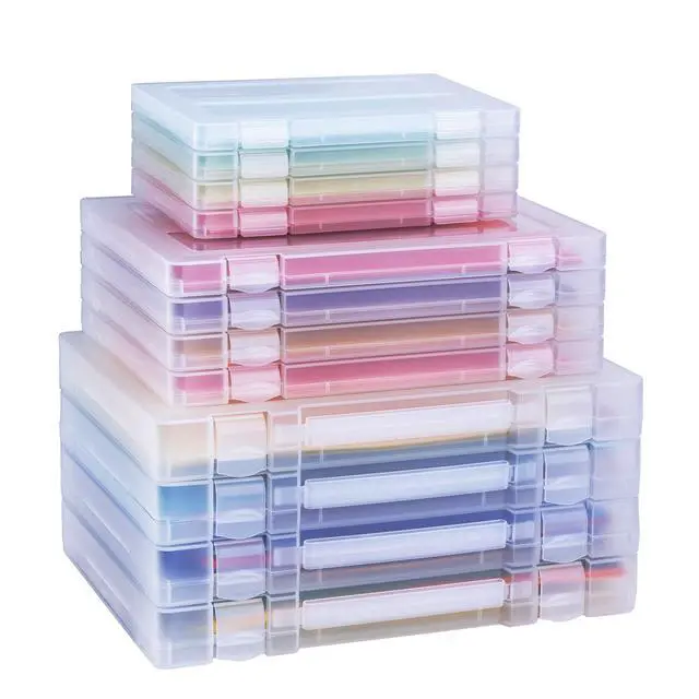 Alt view image 8 of 14 - 12 Pack A4 Paper Storage Boxes, 8.5 x 11 Plastic Portable Project Case for US letter Size and A4 paper, Plastic Multi-Purpose Thick Scrapbook Storage Box for Office