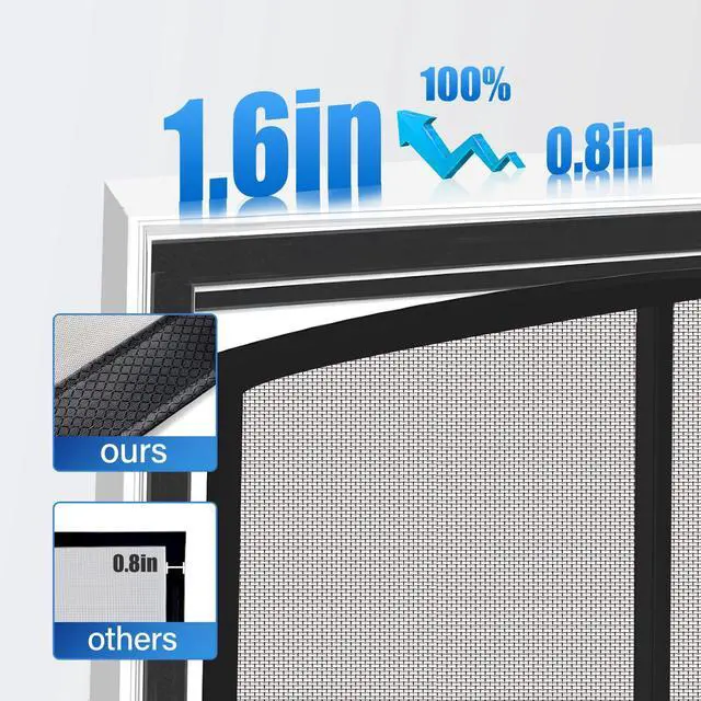 Alt view image 12 of 14 - Magnetic Screen Door Upgraded PET Mesh Stronger Than Fiberglass and Polyester,Hands Free,Keeps Bugs Out,Pet & Kid Friendly,Suitable for Sliding Door,Large Patio Door and French Door-72''x80''