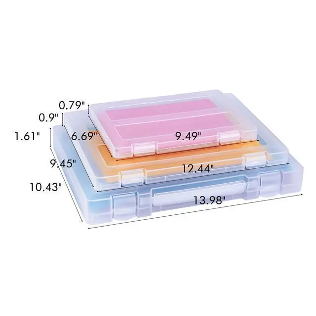Alt view image 9 of 14 - 12 Pack A4 Paper Storage Boxes, 8.5 x 11 Plastic Portable Project Case for US letter Size and A4 paper, Plastic Multi-Purpose Thick Scrapbook Storage Box for Office