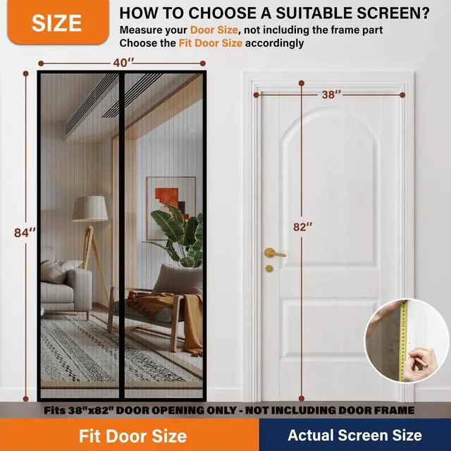 Alt view image 8 of 12 - Magnetic Screen DoorScreen Door MeshKeep Bugs Out, Heavy-Duty Mesh Curtain,Pet and Kid Friendly, Works with Front Doors, Sliding Doors38x82 Inch White