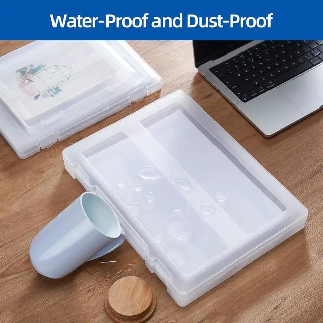 Alt view image 12 of 14 - 12 Pack A4 Paper Storage Boxes, 8.5 x 11 Plastic Portable Project Case for US letter Size and A4 paper, Plastic Multi-Purpose Thick Scrapbook Storage Box for Office