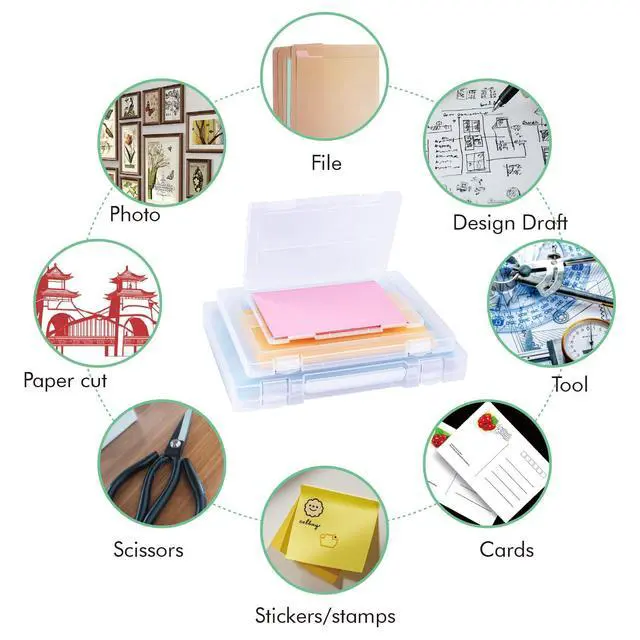 Alt view image 10 of 14 - 12 Pack A4 Paper Storage Boxes, 8.5 x 11 Plastic Portable Project Case for US letter Size and A4 paper, Plastic Multi-Purpose Thick Scrapbook Storage Box for Office
