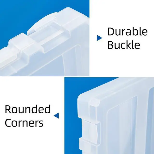 Alt view image 13 of 14 - 12 Pack A4 Paper Storage Boxes, 8.5 x 11 Plastic Portable Project Case for US letter Size and A4 paper, Plastic Multi-Purpose Thick Scrapbook Storage Box for Office