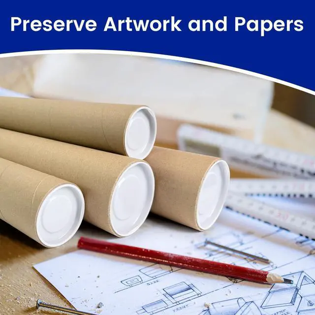 Alt view image 13 of 14 - 4 Pack Poster Mailing Tubes with Caps, Heavy Duty Cardboard Poster Tube, Shipping Tube for Prints, Documents, Crafts & Golf Clubs (4in*48in, 3in*48in)