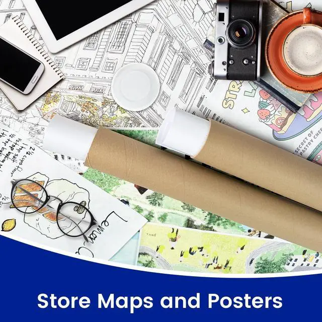 Alt view image 12 of 14 - 4 Pack Poster Mailing Tubes with Caps, Heavy Duty Cardboard Poster Tube, Shipping Tube for Prints, Documents, Crafts & Golf Clubs (4in*48in, 3in*48in)