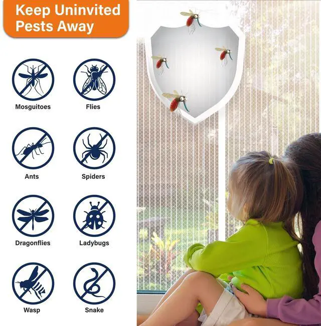 Alt view image 10 of 12 - Magnetic Screen DoorScreen Door MeshKeep Bugs Out, Heavy-Duty Mesh Curtain,Pet and Kid Friendly, Works with Front Doors, Sliding Doors38x82 Inch White