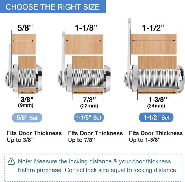 Alt view image 9 of 14 - Cabinet Locks with Keys, 1-1/2" Long Cam Locks keyed Alike, Cabinet Cam Lock Set for Cabinets, RV Storage, Tool Box, Thick Drawer, Zinc Alloy (2 Pack, 1-1/2 Inch)