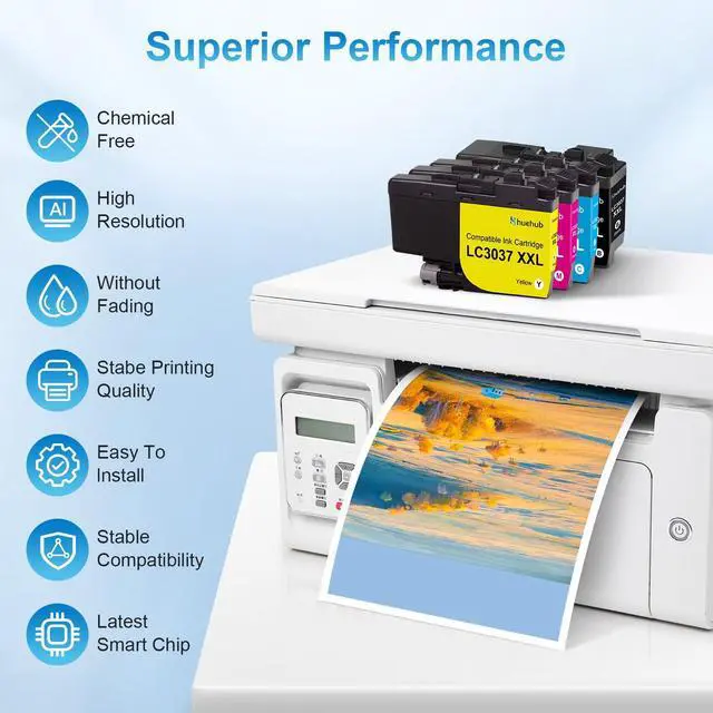 Alt view image 11 of 12 - LC3037 Super High-Yield Ink Cartridges Replacement for Brother LC3037XXL | Compatible for Brother MFC-J5845DW MFC-J5945DW MFC-J6545DW MFC-J6945DW Printer