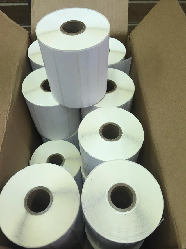 Alt view image 6 of 8 - 4" x 1" Direct Thermal Labels. 1,375 per Roll on 1" Cores. Compatible with Desk Top Zebra Printers. Brand Manufactured in The USA. (8 Rolls)