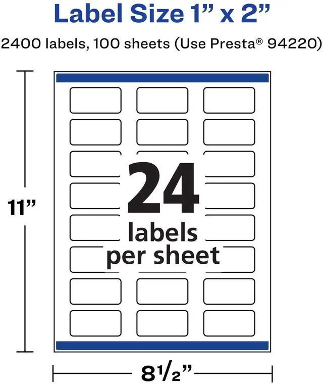 Alt view image 12 of 14 - Matte White Rectangle Labels, Sure Feed Technology, 1" x 2", 2,400 Matte White Printable Labels