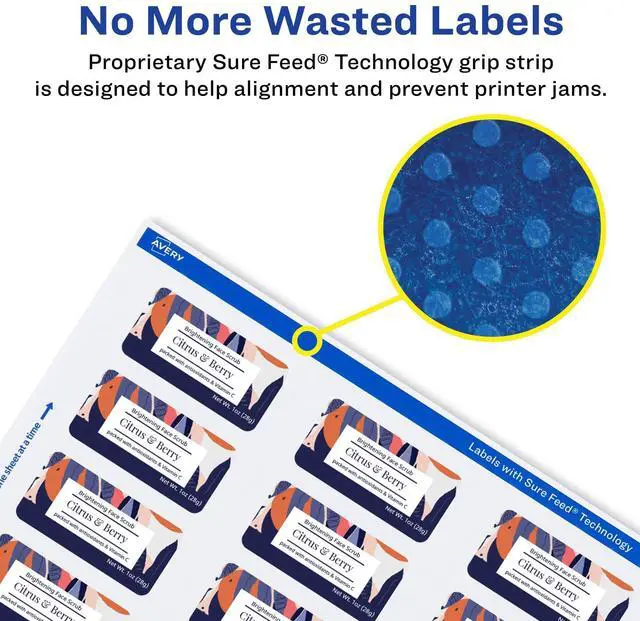 Alt view image 11 of 14 - Matte White Rectangle Labels, Sure Feed Technology, 1" x 2", 2,400 Matte White Printable Labels