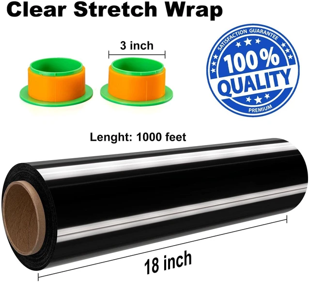 Alt view image 9 of 14 - 4 Rolls Black Stretch Wrap 18" x 1000FT x 80 Gauge Heavy Duty Film | Heavy Duty Black Stretch Wrap with Holder, 80 Gauge Opaque Self-Adhering Film for Privacy & Pallet Wrapping