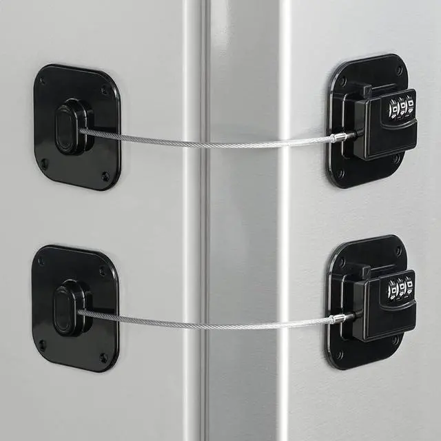 Alt view image 7 of 12 - Refrigerator Lock, Heavy Duty Fridge Lock, Combination Lock for Refrigerator Cabinets, Drawers, Safety, Easy Install No Keys Needed (Black-2Pack)