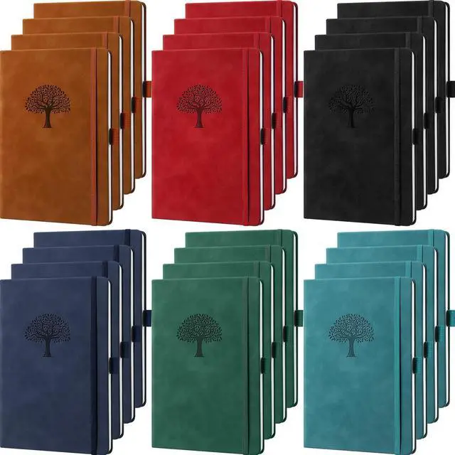 Alt view image 7 of 12 - 24 Pack Leather Notebook Journals Bulk 5.7" x 8.3" Harder Cover A5 Journals for Writing Men Women Leather Travel Notebooks Daily Gifts for Office Back to School (Multicolored)