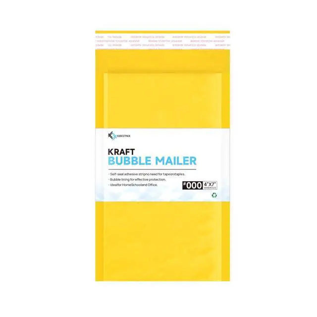 Alt view image 2 of 2 - Kraft Paper Bubble Mailers #000, 4x8 Inch Self-Seal Padded Mailing Envelopes, Usable Size 4x7, Pack of 500