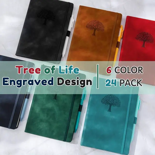Alt view image 11 of 12 - 24 Pack Leather Notebook Journals Bulk 5.7" x 8.3" Harder Cover A5 Journals for Writing Men Women Leather Travel Notebooks Daily Gifts for Office Back to School (Multicolored)