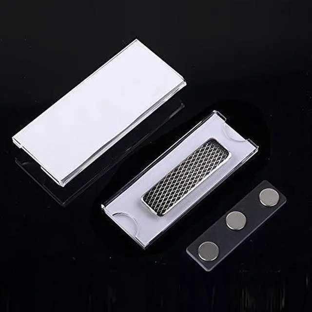 Alt view image 12 of 14 - 100 Pack Name Badge Magnets, Magnetic Name Badge Holders, Name Tag Magnet Backs with 3 Powerful Neodymium Magnets and 3M Adhesive Front Plate