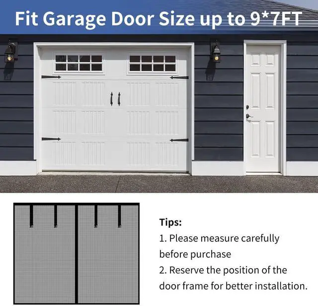 Alt view image 8 of 12 - Magnetic Garage Screen Door for 1 Car Garage Doors 9x7FT- Reinforced Self Sealing Fiberglass Mesh Door with 4 Strapping Tapes, High Energy MagnetsHands Free Door Screen with Closure Weighted Bottom
