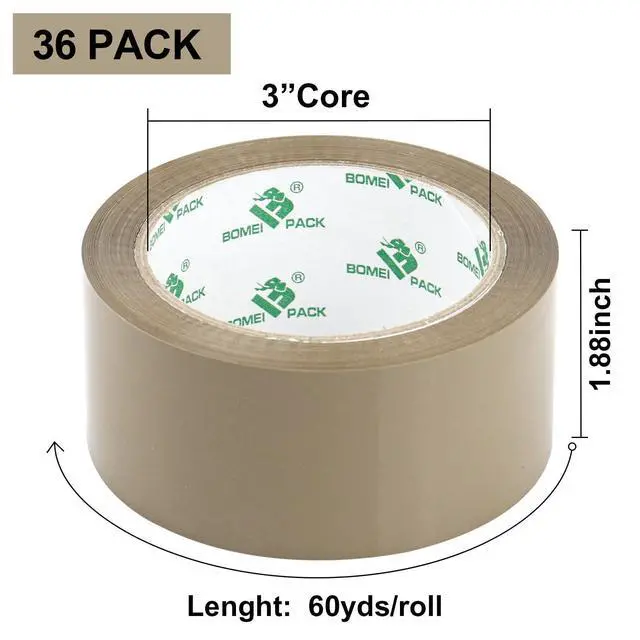 Alt view image 9 of 14 - 36Rolls Brown Packing Tape with Dispenser, Brown Tape Refill Rolls for Packaging, Shipping and Moving, 2.6Mil 1.88 Inch x 60 Yard