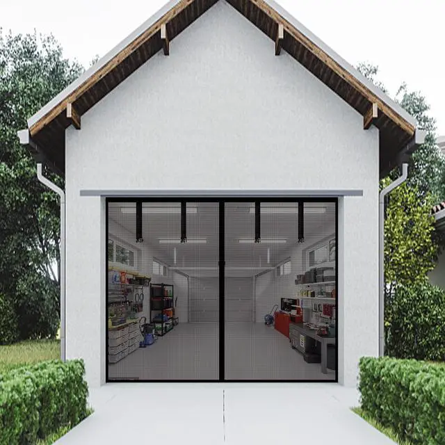 Alt view image 12 of 12 - Magnetic Garage Screen Door for 1 Car Garage Doors 9x7FT- Reinforced Self Sealing Fiberglass Mesh Door with 4 Strapping Tapes, High Energy MagnetsHands Free Door Screen with Closure Weighted Bottom