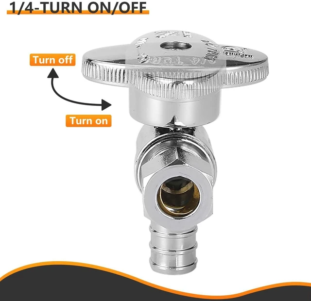 Alt view image 12 of 14 - 10PC 1/2" PEX-B Crimp x 3/8" OD Compression Angle Stop Valve | 1/4 Turn Shut Off Valve,for Bathroom, ASTM F1807(VALVE076-10)
