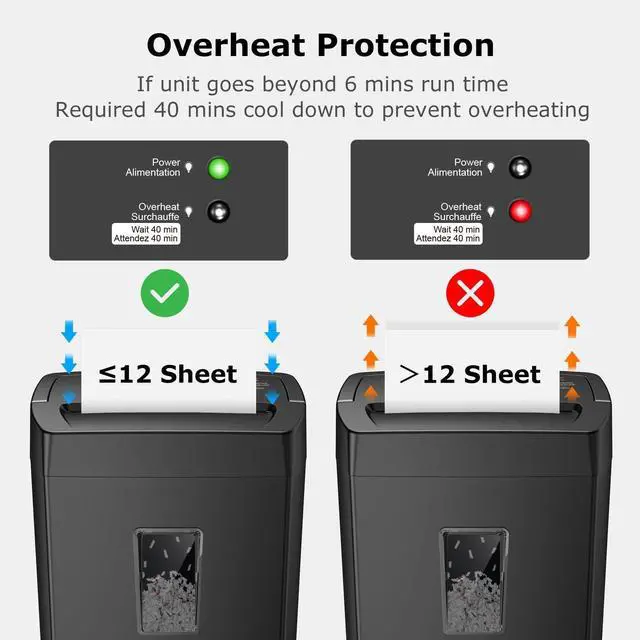 Alt view image 13 of 14 - 12-Sheet Cross Cut Paper Shredder, 5.5 Gal Home Office Heavy Duty Shredder for Paper, Credit Card, Mail, Staples, with Transparent Window, High Security Level P-4 (C275-A)