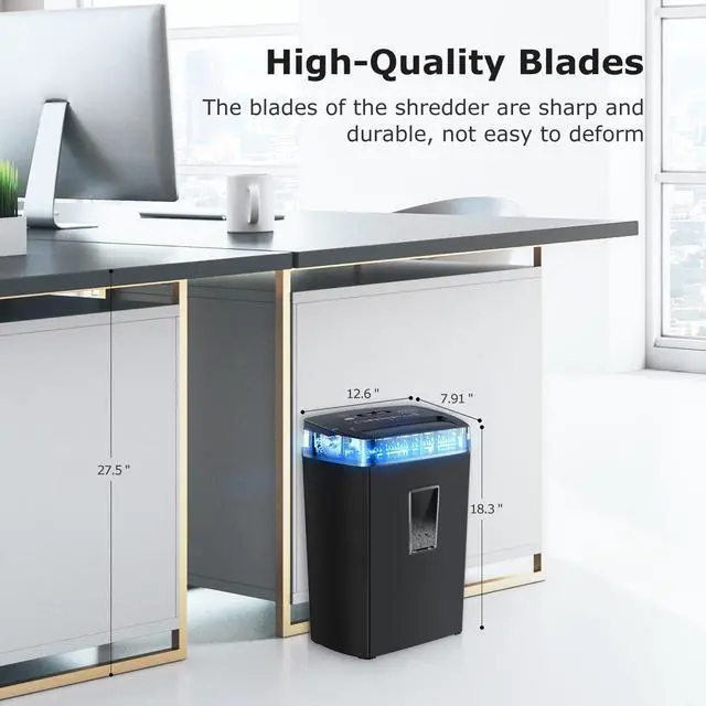 Alt view image 12 of 14 - 12-Sheet Cross Cut Paper Shredder, 5.5 Gal Home Office Heavy Duty Shredder for Paper, Credit Card, Mail, Staples, with Transparent Window, High Security Level P-4 (C275-A)