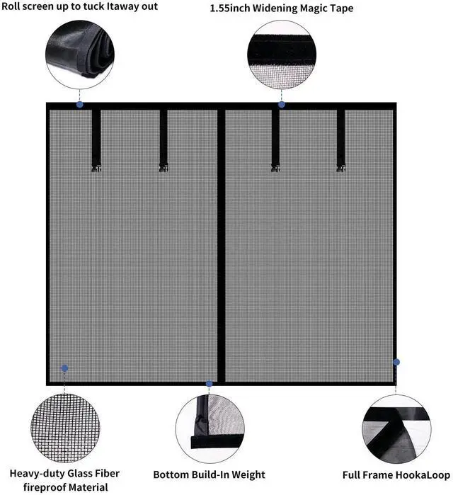 Alt view image 9 of 12 - Magnetic Garage Screen Door for 1 Car Garage Doors 9x7FT- Reinforced Self Sealing Fiberglass Mesh Door with 4 Strapping Tapes, High Energy MagnetsHands Free Door Screen with Closure Weighted Bottom