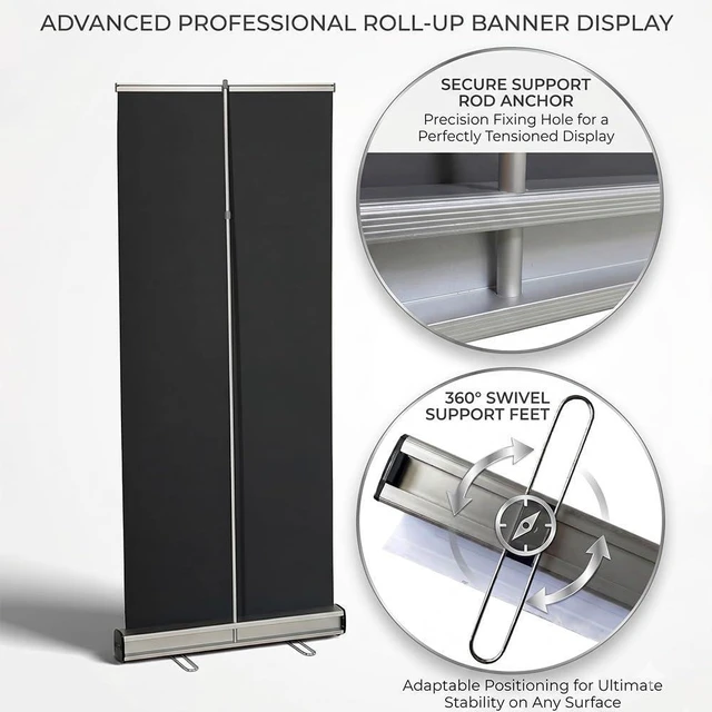 Alt view image 12 of 14 - Heavy Duty Retractable Banner Stand Roll Up Banner Stand 33 ½"x80 Advertising Display Stand Poster Board For Trade Shows Retail Display (Stand Only)