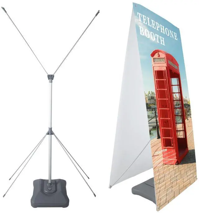 Alt view image 7 of 12 - Double Sided X Banner Stand with Water Base Adjustable Fit Banner Size from 23"X63" to 32"X78" for Outdoor Sidewalk,Trade Show & Retail Advertising