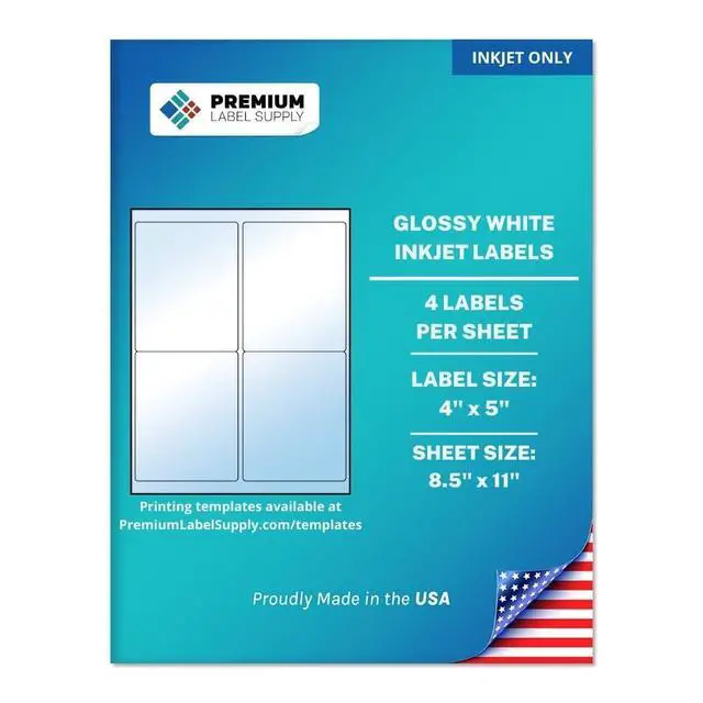 Alt view image 3 of 4 - Glossy White Sticker Labels 4" x 5" (4 per Sheet) (Glossy White for Inkjet Only, 400 Labels)
