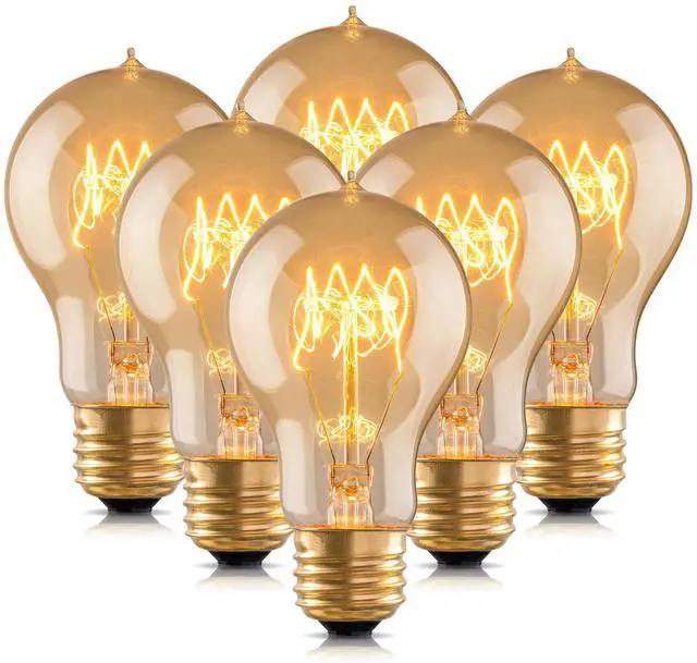 Alt view image 8 of 14 - Warm Incandescent Light Bulbs 60 Watt,A19/A60 Vintage Style Edison Bulbs E26,Soft Yellow Light Bulbs,Amber Bulbs,Retro Light Bulb Old Fashioned,Halogen Dimmable Edison Bulb Squirrel Cage