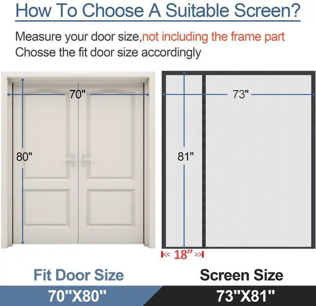Alt view image 11 of 14 - Magnetic Screen Door Thicker 255g/ Mesh for Sliding/French Doors | Reversible Wide Left Right Side Opening Fits door to 70 x 80,Heavy Duty Mesh Bug Door Screen Magnetic Closure for Patio Door