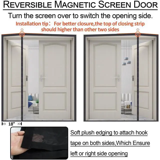 Alt view image 13 of 14 - Magnetic Screen Door Thicker 255g/ Mesh for Sliding/French Doors | Reversible Wide Left Right Side Opening Fits door to 70 x 80,Heavy Duty Mesh Bug Door Screen Magnetic Closure for Patio Door