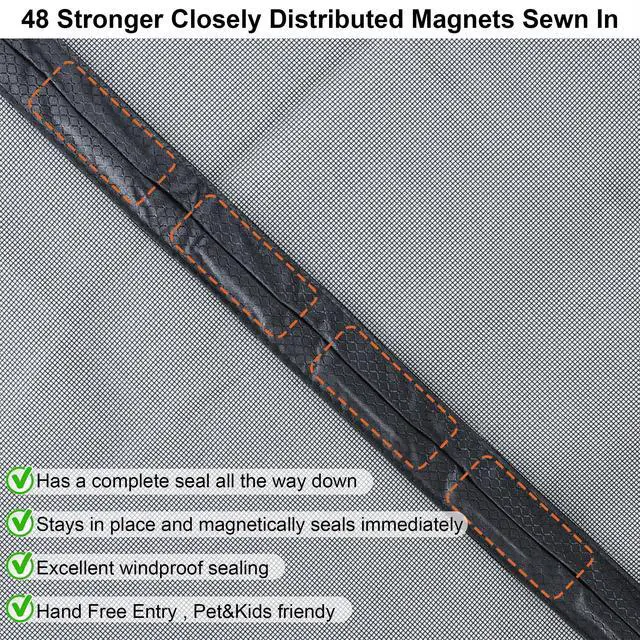 Alt view image 12 of 14 - Magnetic Screen Door Thicker 255g/ Mesh for Sliding/French Doors | Reversible Wide Left Right Side Opening Fits door to 70 x 80,Heavy Duty Mesh Bug Door Screen Magnetic Closure for Patio Door