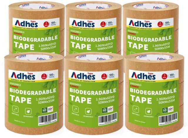 Alt view image 7 of 12 - ADHES Kraft Paper Tape, 2 Inch x 60 Yards x 18 Rolls, Biodegradable Paper Packing Tape Writable & Uncoated Brown Shipping Tape for Shipping, Moving, Sealing