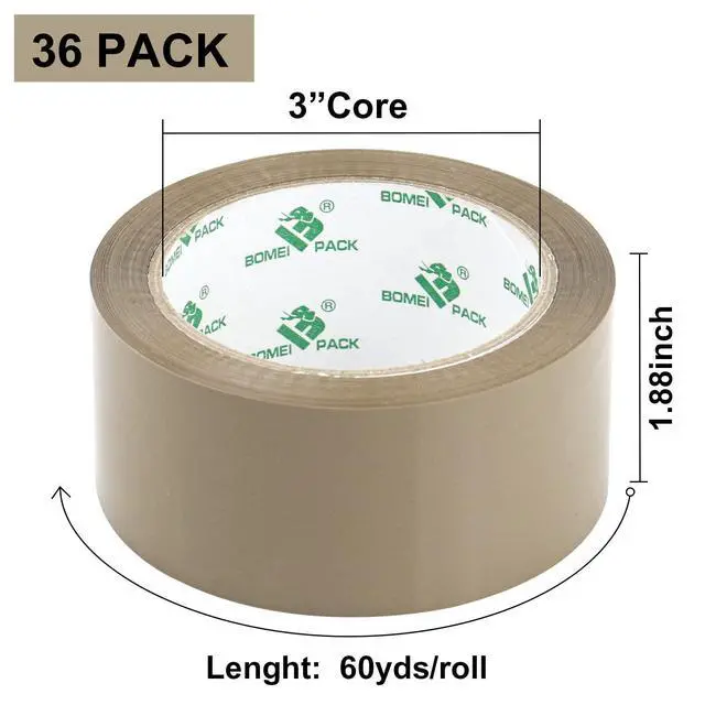 Alt view image 8 of 12 - 36Rolls Brown Packing Tape with Dispenser, Box Packing Tape Rolls for Packaging, Shipping and Moving, 2.4Mil 1.88 Inch x 60 Yard