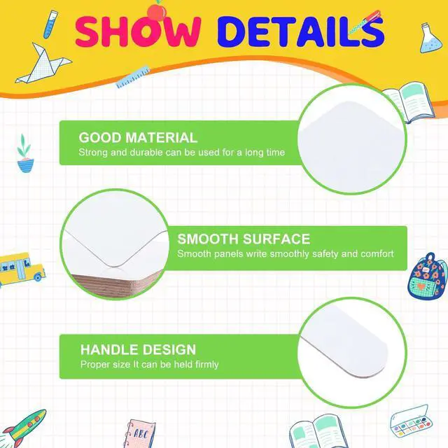 Alt view image 10 of 14 - 50 PCS 8 x 10 Inch Dry Erase Answer Paddle, Handheld Wooden White Board Double Sided Dry Erase Signs Auction Paddles for Students Classroom Office Meeting Voting Answers Bidding Shower Games Party