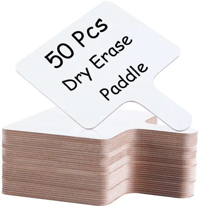 Alt view image 8 of 14 - 50 PCS 8 x 10 Inch Dry Erase Answer Paddle, Handheld Wooden White Board Double Sided Dry Erase Signs Auction Paddles for Students Classroom Office Meeting Voting Answers Bidding Shower Games Party