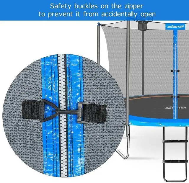 Alt view image 14 of 14 - Trampoline Replacement Safety Enclosure Net for 6 Straight Poles Round Frame Trampolines, Breathable and Weather-Resistant Trampoline Net with Adjustable Straps (Net Only)