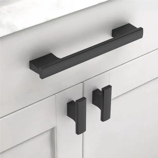 Alt view image 8 of 12 - 10 Pack 5 Inch(128mm) Matte Black Cabinet Pulls Kitchen Cabinet Handles Black Cabinet Pulls Cabinet Hardware for Cupboard Drawer