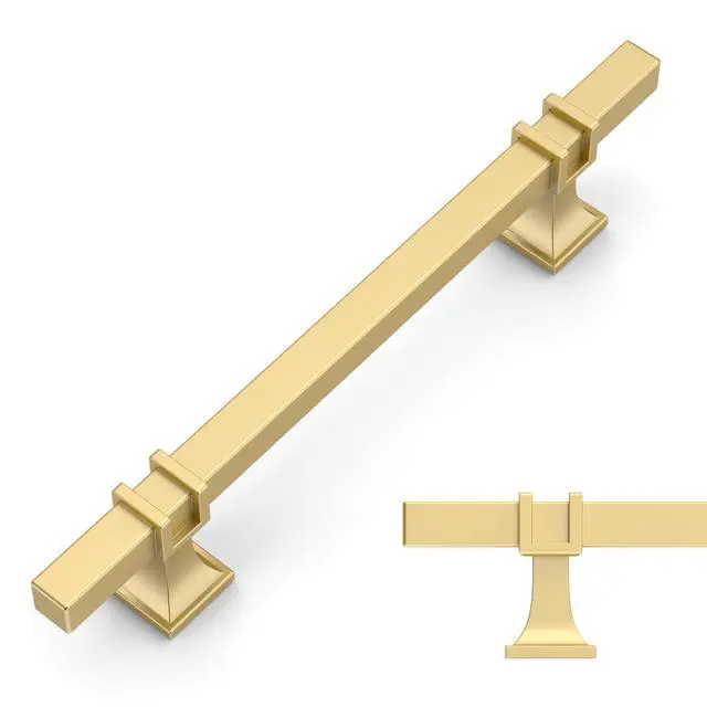 Alt view image 8 of 14 - 10 Pack Brushed Gold Cabinet Pulls 5 Inch(128mm) Hole Center Drawer Pulls Cabinet Hardware Kitchen Cabinet Handles for Bathroom Dresser Pulls ZH0067