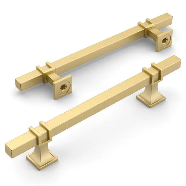 Alt view image 9 of 14 - 10 Pack Brushed Gold Cabinet Pulls 5 Inch(128mm) Hole Center Drawer Pulls Cabinet Hardware Kitchen Cabinet Handles for Bathroom Dresser Pulls ZH0067