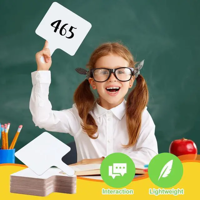 Alt view image 14 of 14 - 50 PCS 8 x 10 Inch Dry Erase Answer Paddle, Handheld Wooden White Board Double Sided Dry Erase Signs Auction Paddles for Students Classroom Office Meeting Voting Answers Bidding Shower Games Party