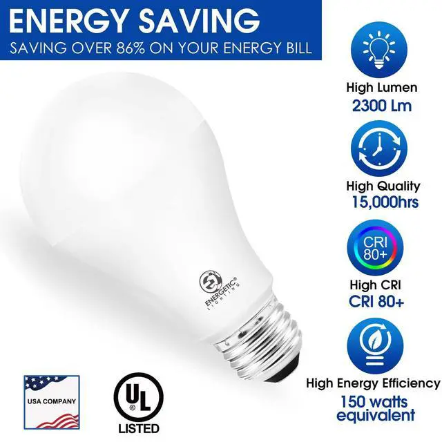 Alt view image 10 of 14 - 150 Watt LED Light Bulb, Super Bright A21 Daylight 5000K, Non-Dimmable, 2300lm, High Lumen Light Bulbs, UL Listed, 2-Pack